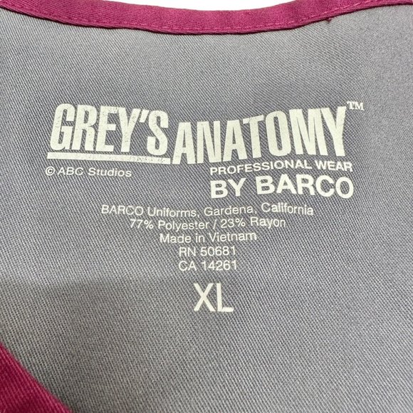 Grey's Anatomy by Barco Women's Scrub Tops XL Burgundy Style 41460 Medical - Picture 6 of 10